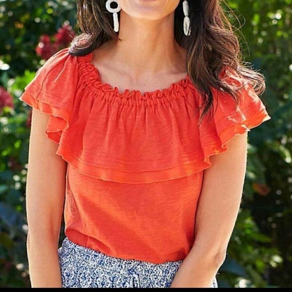 Matilda Jane Everything I See Orange Ruffle Top Shirt  XL